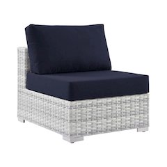 Outdoor Patio Armless Lounge Chair With Cushioned Seat, Weather-Resistant Frame