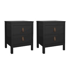 Madrid 2 Drawer Nightstand - Set of 2, Matte Black