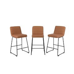 Home 2 Office Set of 3 Lakeview Upholstered Modern Camel Barstools 26" Height