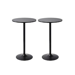 2 Pack Round Bar Height Pub Table, Black, Set of 2