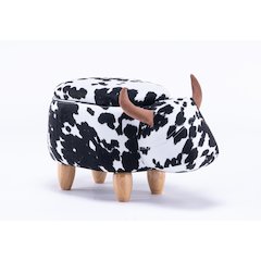 Home 2 Office Kids Spotted Cow Animal Storage Ottoman Stool with Wood Leg