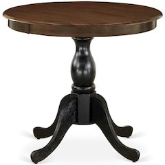 East West Furniture Kitchen Table - Walnut Table Top and Black Pedestal Leg Finish
