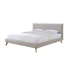Sven Wood and Fabric Upholstered King Platform Bed in Taupe Gray