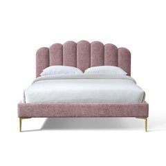 Bella Modern Fabric Upholstered Queen Platform Bed in Ash Rose Pink
