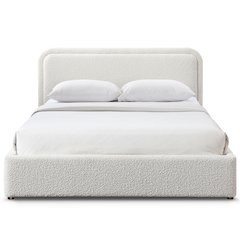 Chloe Upholstered Platform Queen Bed in White Boucle Fabric