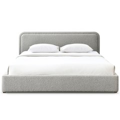 Chloe Upholstered Platform King Bed in Gray Boucle Fabric