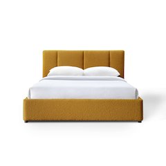 Venice Upholstered Platform Queen Bed in Mustard Boucle Fabric