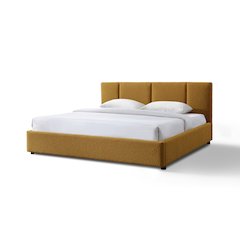 Venice Upholstered Platform King Bed in Mustard Boucle Fabric