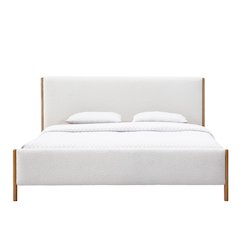 Liana Upholstered Platform King Bed in White Boucle Fabric