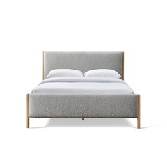 Liana Upholstered Platform Queen Bed in Gray Boucle Fabric