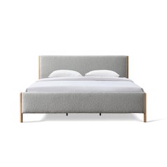 Liana Upholstered Platform King Bed in Gray Boucle Fabric