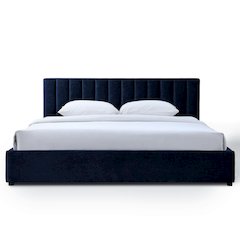 Jaxon Upholstered Platform King Bed in Blue Fabric