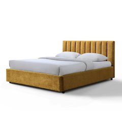 Jaxon Upholstered Platform Queen Bed in Gold Fabric