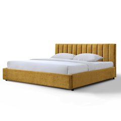 Jaxon Upholstered Platform King Bed in Gold Fabric