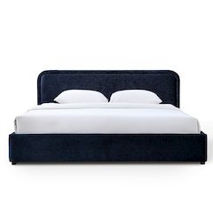 Chloe Upholstered Platform King Bed in Blue Fabric