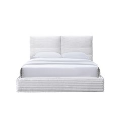 Lucia Fabric Upholstered Platform Queen Bed in White