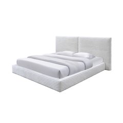 Lucia Fabric Upholstered Platform King Bed in White