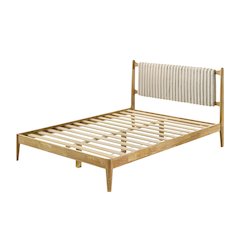 Ella Wooden Queen size Platform Bed in Natural and Beige