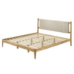Ella Wooden King size Platform Bed in Natural and Beige