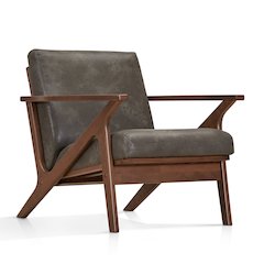 Zola Solid Wood and Fabric Upholstered Accent Armchair in Black