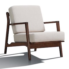 Jasper Solid Wood and Fabric Upholstered Accent Armchair in Beige
