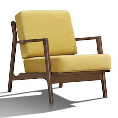 Jasper Solid Wood and Velvet Upholstered Accent Armchair in Gold