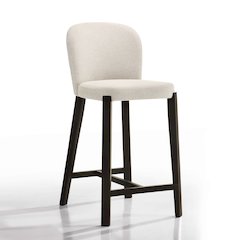 Larsen 26" Solid Wood and Fabric Counter Stool in Oatmeal Beige