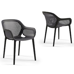 Atra Resin Patio Dining Chair in Anthracite Black - (Set of 2)