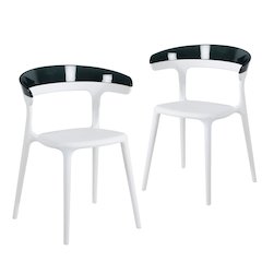 Mia Resin Patio Dining Chair in White - (Set of 2)