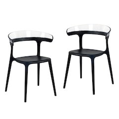 Mia Resin Patio Dining Chair in Black and Clear - (Set of 2)