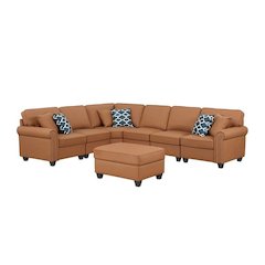 Bozhanka Artificial Leather Modular Sectional With Ottoman