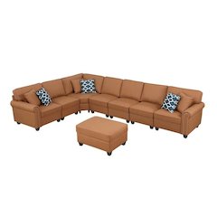 Bouke Artificial Leather Modular Sofa Sectional With Ottoman