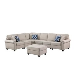 Bozhanka Artificial Leather Modular Sectional With Ottoman