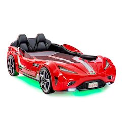 GTS EV Twin-Size Race Car Bed, Red - Remote Control, LED Lights, EV Sound FX