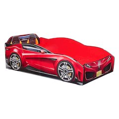 Spyder Toddle-Size Race Car Bed, Red - Realistic 3D Graphics, License Plate