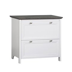 Olivia Modern Wood File Cabinet in Gray Oak/White