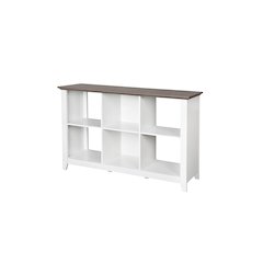 Finley 6-Shelf Modern Wood Storage Bookcase in White/Driftwood