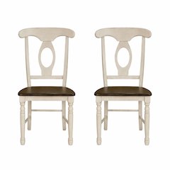 Two-Tone Wooden Dining Chairs with Distressed Finish, Set of 2