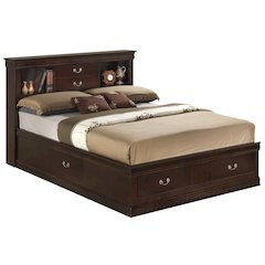 Glory Furniture Louis Phillipe Full Storage Bed in Cappuccino Color