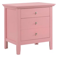 Pink Bedroom Nightstand with 3 Drawers, Casual Style, Dovetailed Construction