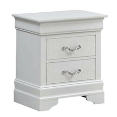 White Transitional Nightstand with Dovetailed Drawers and Metal Glides