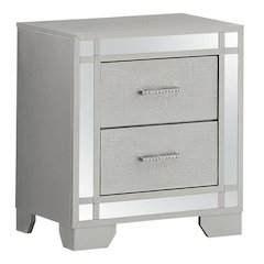 Champagne Nightstand with Glam Wooden Finish and Center Mount Metal Glides