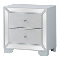 White Bedroom Nightstand with Dovetailed Drawers and Contemporary Style