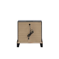 Contemporary Livingston 2 Drawer Nightstand with AC/USB Outlets, Black