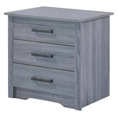 Gray Bedroom Nightstand with 3 Drawers and Metal Glides, Contemporary Style