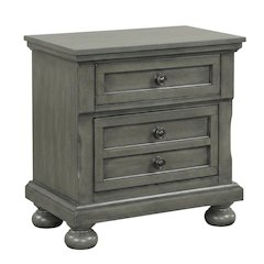 Contemporary Gray Nightstand with Dovetailed Drawers and Metal Glides