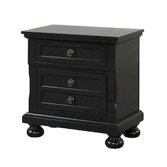 Contemporary Black Nightstand with Dovetailed Drawers and Metal Glides