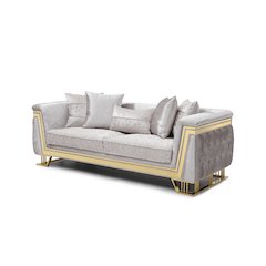 Glory Furniture Rebecca Sofa, Shiny Silver