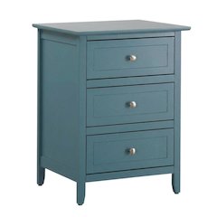 Blue 3-Drawer Nightstand with Transitional Style and Sturdy Construction