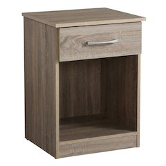 Sandle Wood Nightstand with Single Drawer and Metal Glides in Casual Style